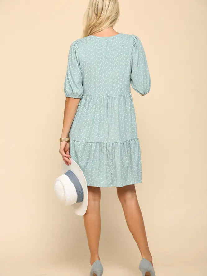 Summer Floral Print Tiered Dress, Plus Size