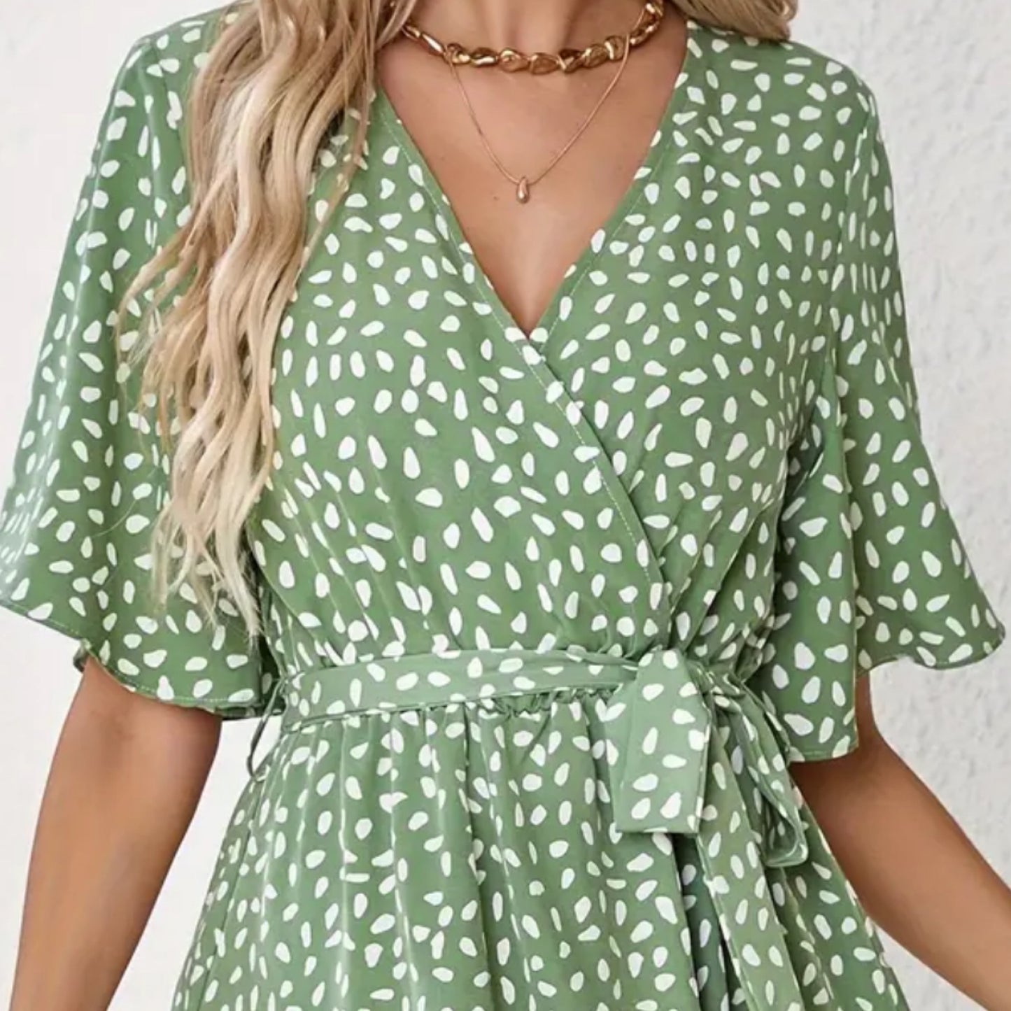 Allover Print Flutter Sleeve Dress