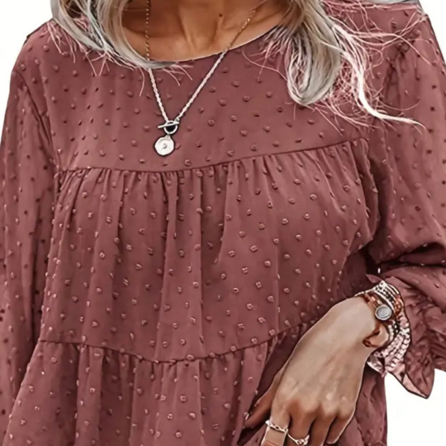 Maroon Solid Ruched Blouse