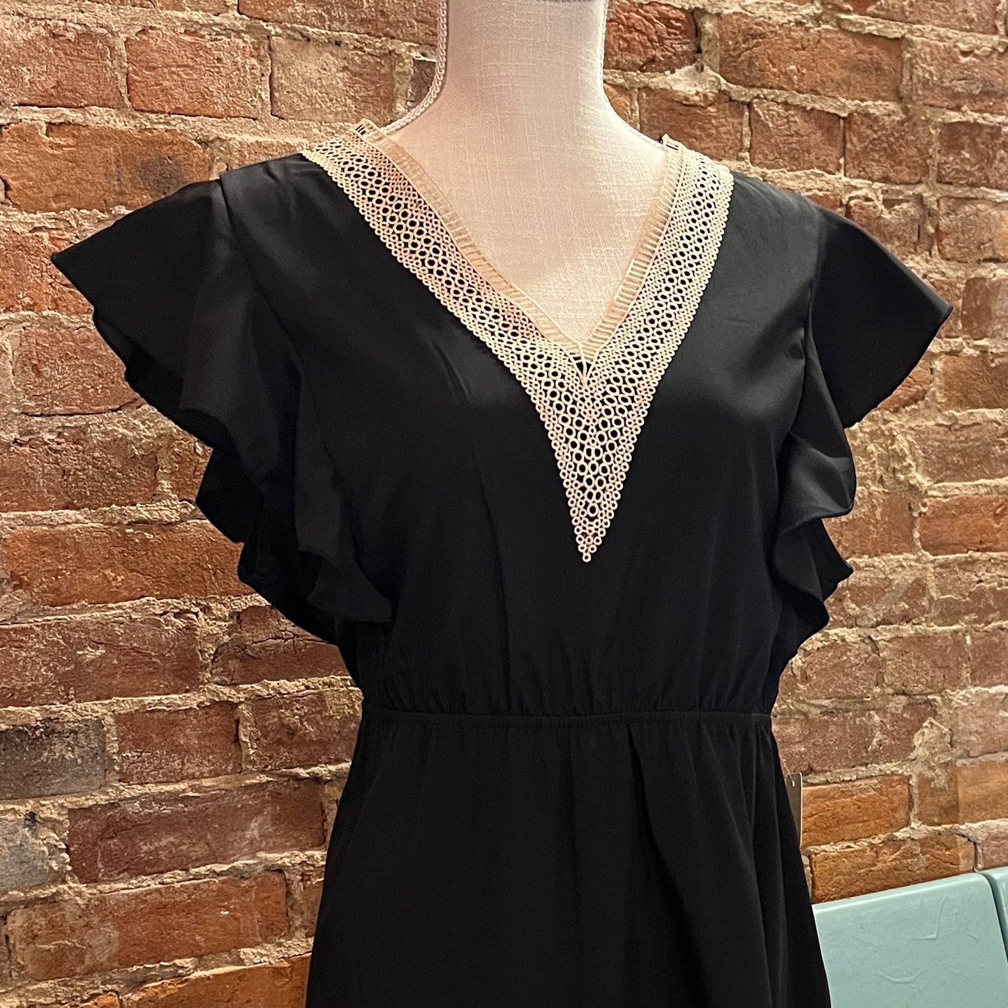 Black Ruffle Sleeve Dress
