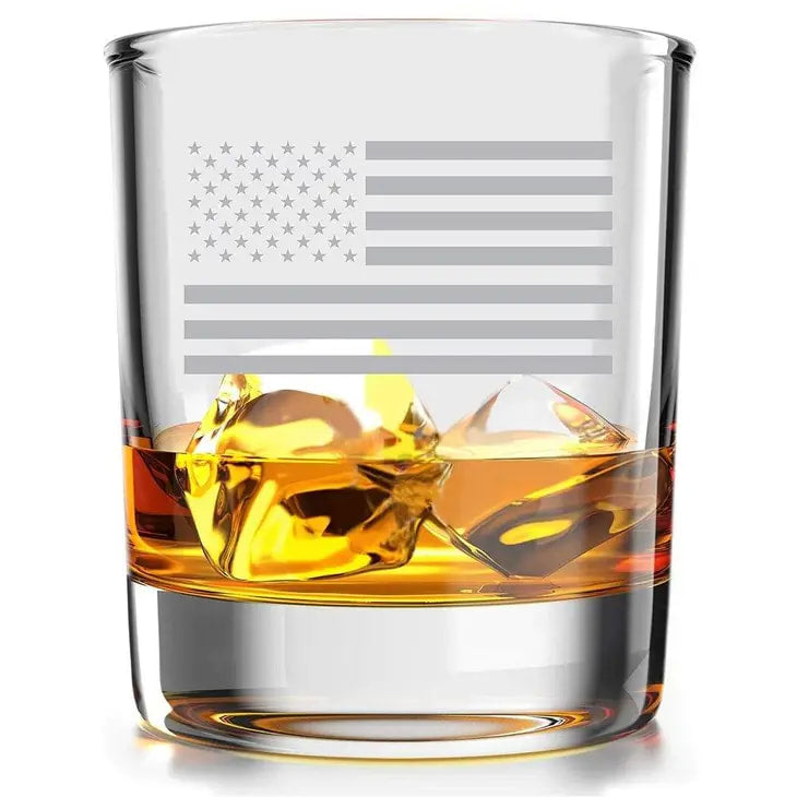 Old Fashioned Whiskey Rocks Bourbon Glass- American Flag