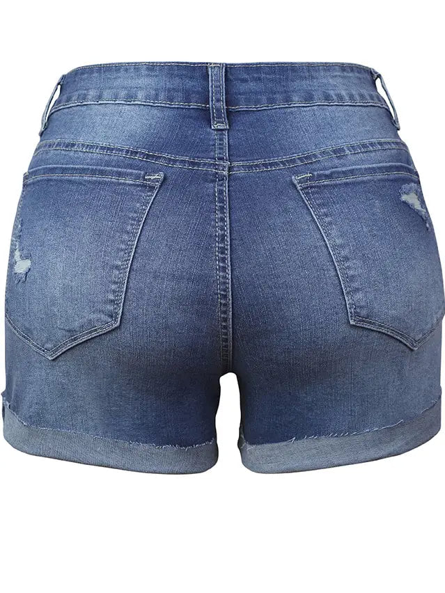 Summer Ripped Buttons Jean Shorts