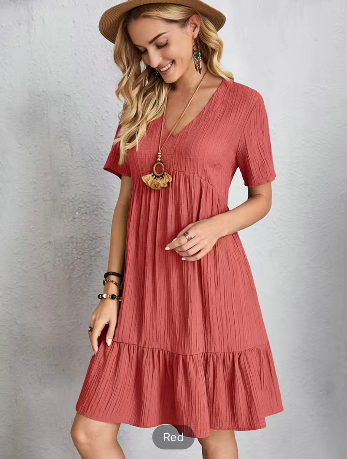 Solid Ruched Dress
