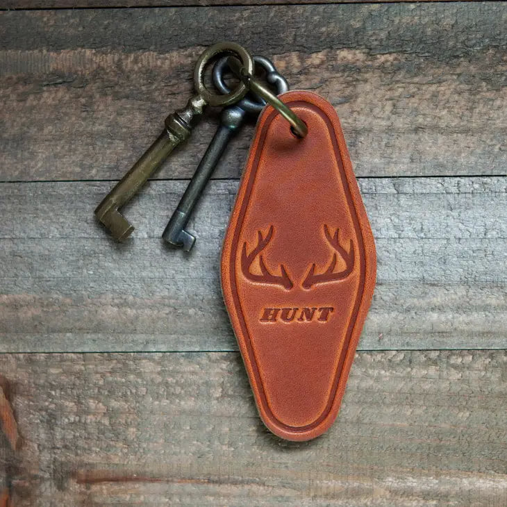 Hunt Antlers Leather Keychain Motel Style